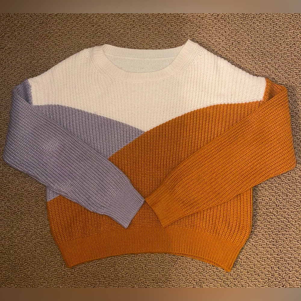 Large cream/gray/orange SHEIN women’s sweater!